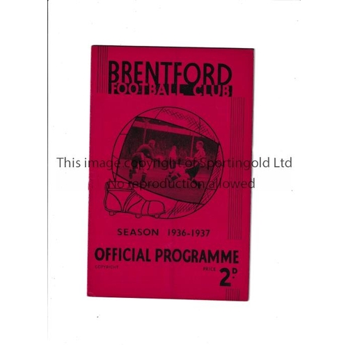 144 - BRENTFORD     Programme for the home League match v Bolton Wanderers 29/8/1936        Good