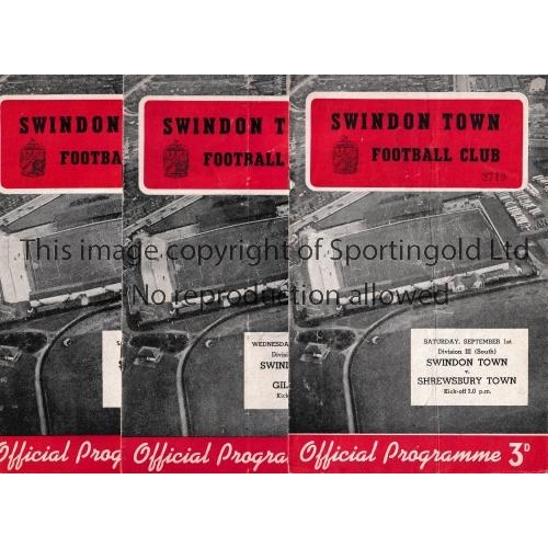 1482 - SWINDON TOWN     Sixty five home programmes: 56/7 v Shrewsbury, Gillingham, Torquay, Coventry FA Cup... 