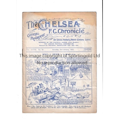 1486 - CHELSEA     Programme for the home League match v Middlesbrough 2/1/1932, slightly marked at the top... 