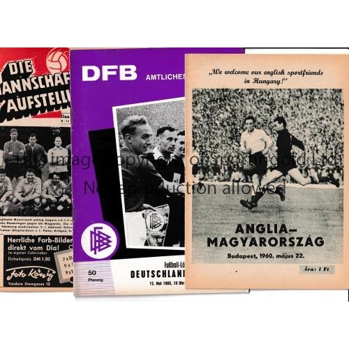 1491 - ENGLAND    Three away programmes including 2 for the match in Nuremburg 12/5/1965, official with tea... 