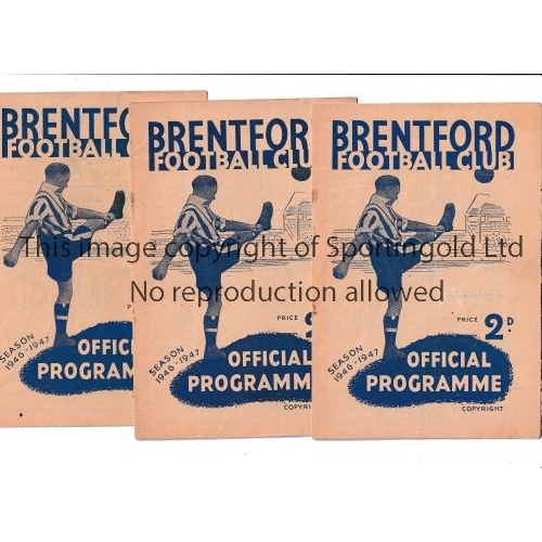 1494 - BRENTFORD     Fifteen home programmes: 9 X 1946/7 v Copenhagen Combination Friendly, team changes, S... 