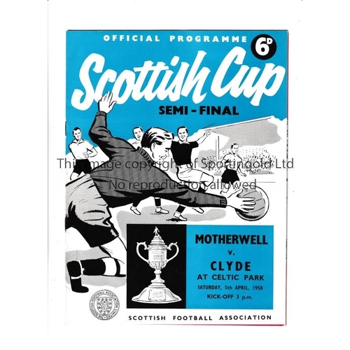 1497 - 1958 & 1959 SCOTTISH CUP SEMI-FINALS    Programmes for Motherwell v Clyde 5/4/1958 at Celtic Park, s... 