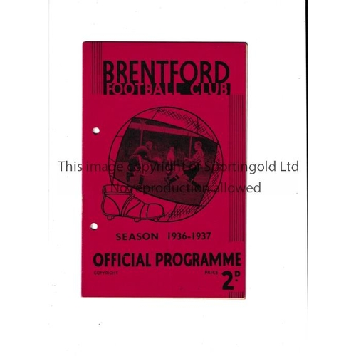 150 - BRENTFORD     Programme for the home Friendly v Charlton Athletic 20/2/1937, slightly creased, punch... 