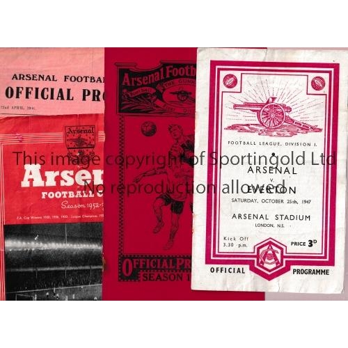 160 - ARSENAL       Five home programmes v Portsmouth 29/12/34 Championship season,  staples rusted away, ... 