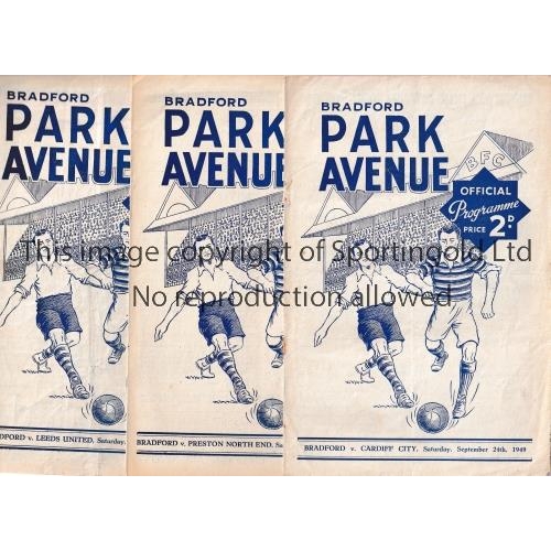 169 - BRADFORD PARK AVENUE      Six home programmes for 1949/50 season v Cardiff, Preston NE, Leeds United... 