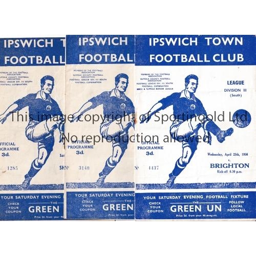 195 - IPSWICH TOWN     Twelve home programmes including v Fulham 16/10/54, Coventry 7/1/56, Exeter 1/12/56... 