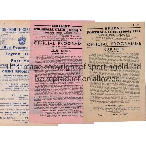 199 - LEYTON ORIENT     Thirteen home programmes including v Northampton 3/11/45, Southend United 30/3/46 ... 