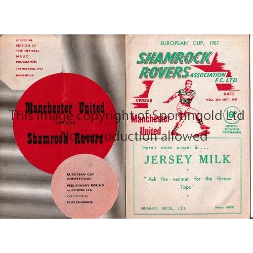 220 - SHAMROCK ROVERS V MANCHESTER UNITED 1957    Programme for both Legs of the European Cup tie v Shamro... 