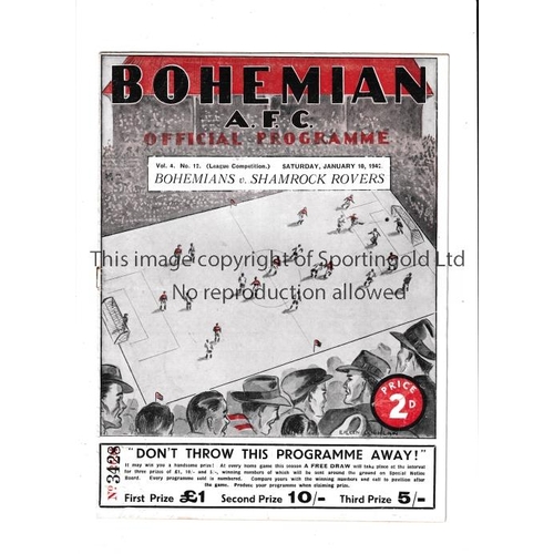 224 - BOHEMIANS V SHAMROCK ROVERS 1942      Programme for the match at Bohemians 10/1/1942, Volume 4 No. 1... 