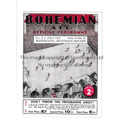 227 - BOHEMIANS V SHAMROCK ROVERS 1944      Programme for the League match at Bohemians 11/3/1944, slightl... 