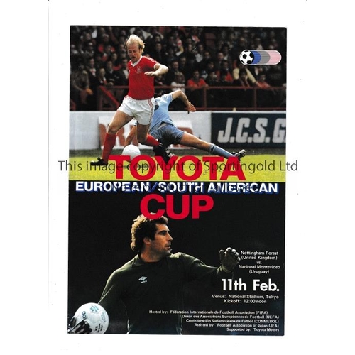 265 - 1980 WORLD CLUB CHAMPIONSHIP IN JAPAN     Four page programme for Nottingham Forest v Nacional of Ur... 