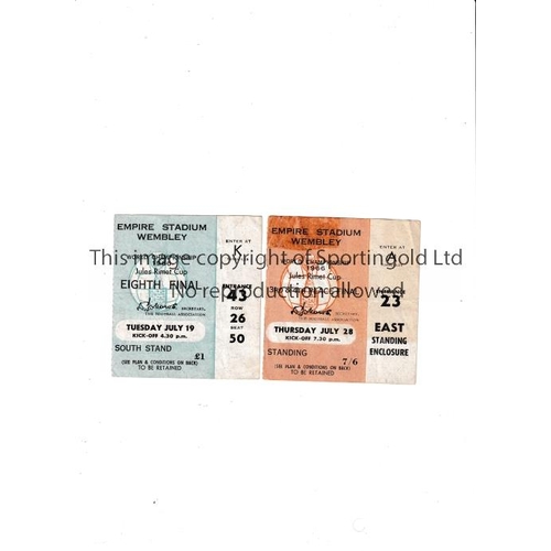 272 - 1966 WORLD CUP     Two tickets for matches at Wembley: seat ticket for Uruguay v Mexico 19/7/1966 an... 