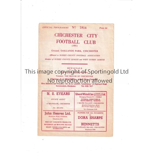 283 - ARSENAL      Programme for the away Friendly v Chichester City 1966/7.    Good