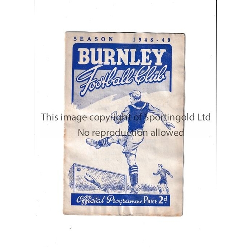 301 - ARSENAL     Scarce programme for the away League match v Burnley 5/3/1949, slightly creased.      Ge... 