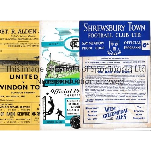 307 - SWINDON TOWN     Seven away programmes for season 1959/60 v Shrewsbury, Salisbury, Wiltshire Final, ... 