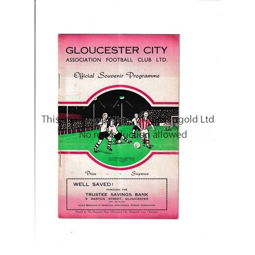 308 - TOTTENHAM HOTSPUR    Programme for the away Friendly v Gloucester City 22/10/1952, slight vertical c... 