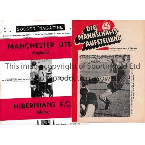 320 - MANCHESTER UNITED    Three away programmes v Nuremberg 65/6 Friendly, Hibernians 67/8 European Cup S... 