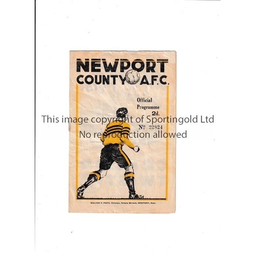 359 - NEWPORT COUNTY V WEST BROMWICH ALBION 1946     Programme for the League match at Newport 28/9/1946. ... 