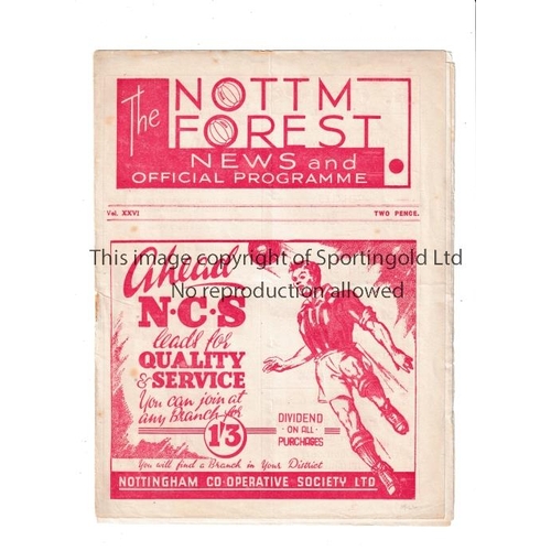 362 - NOTTINGHAM FOREST V MILLWALL 1946    Programme for the League match at Forest 9/11/1946, slight hori... 