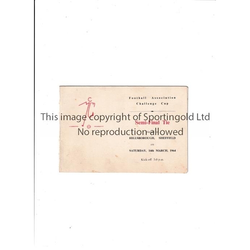 366 - 1964 FA CUP SEMI FINAL   Ooriginal players / directors itinerary card issued by Manchester United fo... 