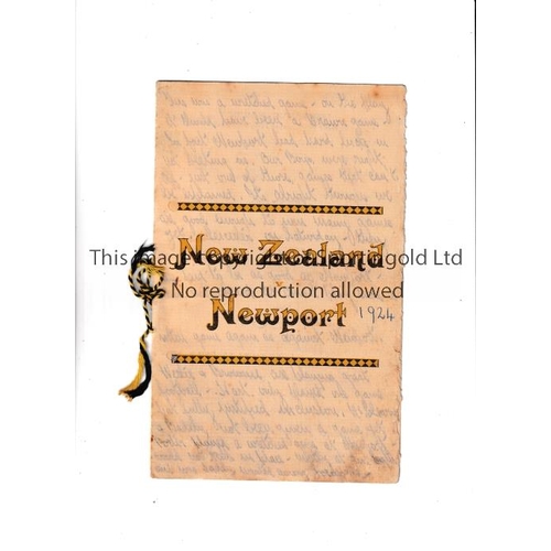 389 - RUGBY UNION 1924 NEWPORT V NEW ZEALAND ALL BLACKS   Original programme for the game at Newport on 2/... 