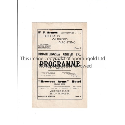 47 - BRIGHTLINGSEA UNITED V HARWICH & PARKESTON 1948 FA CUP    Programme for the tie at Brightlingsea 194... 