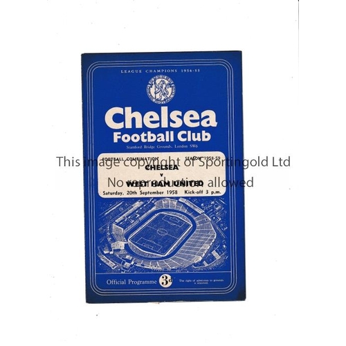 53 - CHELSEA V WEST HAM UNITED      Four programmes for Football Combination matches at  Chelsea, 55/56, ... 