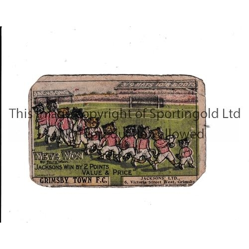 72 - 1912 GRIMSBY TOWN     An original fixture card for Grimsby Town 1912/13. Rounding at the edges.   Fa... 