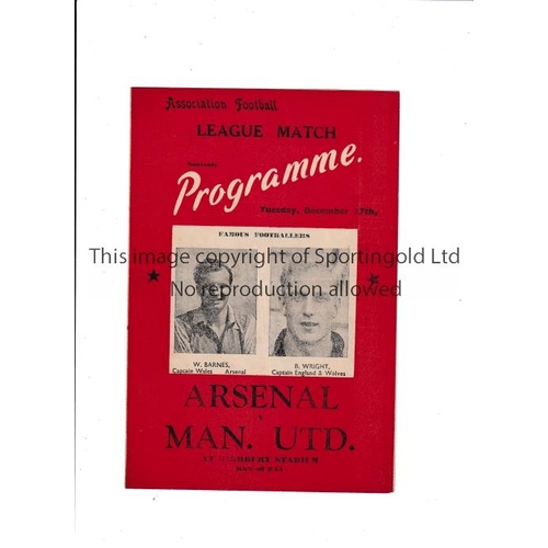 79 - 1949 ARSENAL V MANCHESTER UNITED     Pirate programme by Buick for the game at Arsenal on 27/12/49. ... 