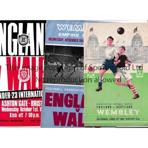 1572 - INTERNATIONAL FOOTBALL PROGRAMMES       Twelve programmes. England homes v Scotland 1947 and Wales 1... 