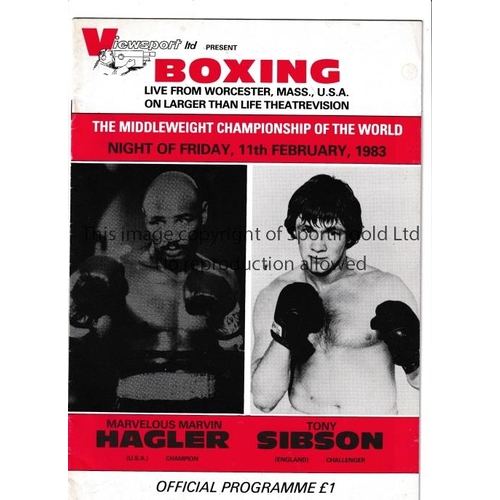 1579 - BOXING PROGRAMMES      Six UK programmes for satellite broadcasts from the USA: Hagler v Hamsho 3/10... 