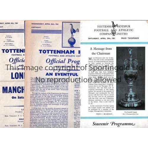 1581 - TOTTENHAM     Eleven Tottenham home programmes from the Double winning 1960/61 season with League ma... 