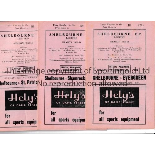 177 - SHELBOURNE      Five home programmes v St. Patrick's Ath. 8/11/1953, Limerick 18/10/1953, Evergreen ... 