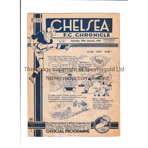 361 - CHELSEA V MANCHESTER UNITED 1939     Programme for the League match at Chelsea 28/1/1939, slight hor... 