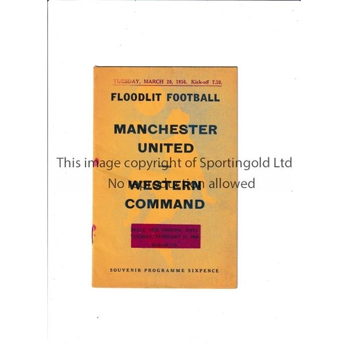 363 - MANCHESTER UNITED      Programme for the Friendly v Western Command 20/3/1956 in Rhyl. Duncan Edward... 