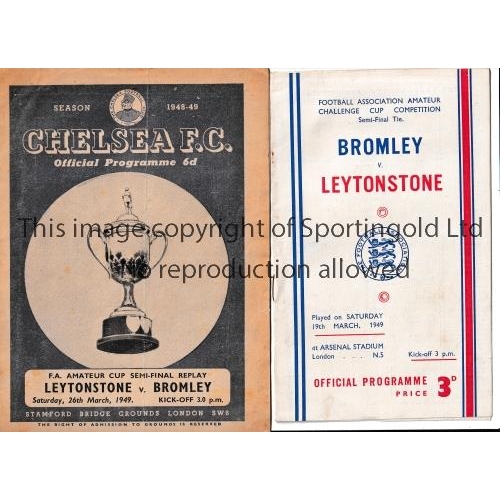 37 - F.A. AMATEUR CUP SEMI-FINALS 1949     Programmes for both matches, Bromley v Leytonstone at Arsenal ... 