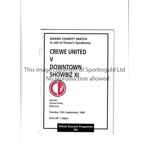 479 - GEORGE BEST     Programme for Crewe United at home v Downtown Showbiz XI 19/9/1995 with Best on the ... 