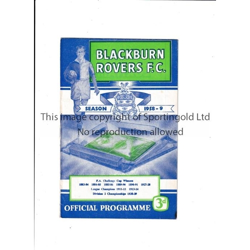 487 - BLACKBURN ROVERS  MANCHESTER UNITED 1959 POSTPONED      Programme for the League match scheduled for... 