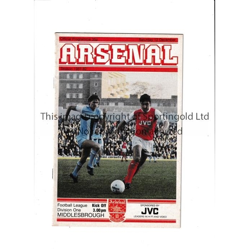 490 - ARSENAL V MIDDLESBROUGH 1981 POSTPONED      Programme for the League match scheduled for 12/12/1981 ... 