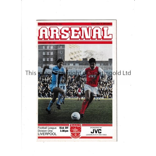 491 - ARSENAL V LIVERPOOL 1982 POSTPONED      Programme for the League match scheduled for 9/1/1982 at Ars... 