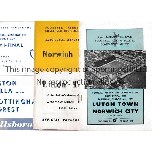 50 - 1959 F.A. CUP SEMI-FINALS      Programmes for all 3 matches, Luton Town v Norwich City at Totten Hot... 