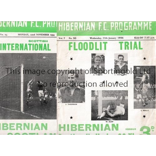 60 - HIBERNIAN      Two home programmes for Friendlies v Scotland 22/11/1954, staple removed and v Scotla... 