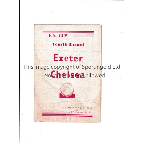 85 - EXETER CITY V CHELSEA 1951 FA CUP   Pirate programme by an unknown publisher for the FA Cup match at... 