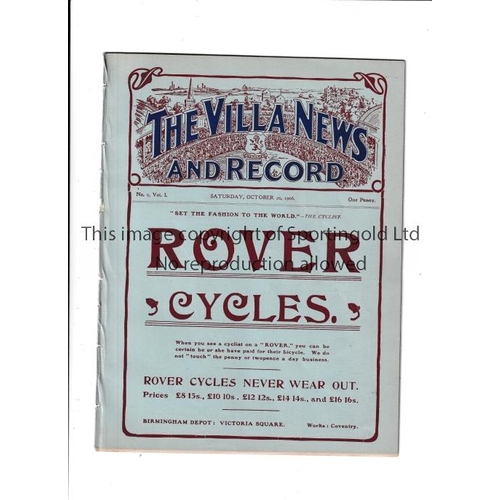 981 - ASTON VILLA V EVERTON 1906 FRIENDLY       Programme for the Reserve team Friendly match at Villa 20/... 