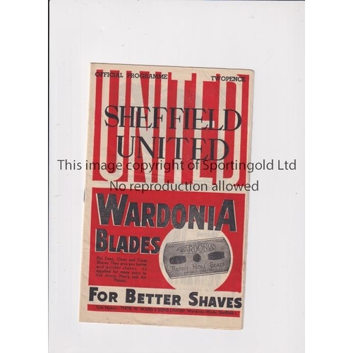 72 - ARSENAL      Programme for the away League match v Sheff Utd 7/6/1947, slight horizontal crease.    ... 