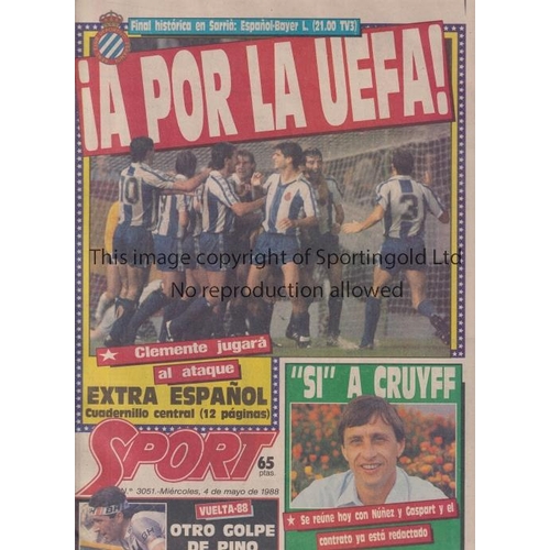 1988 Uefa Cup Final Espanyol V Bayer Leverkusen Played 451988 At Estadio Sarria Barcelona Ra 