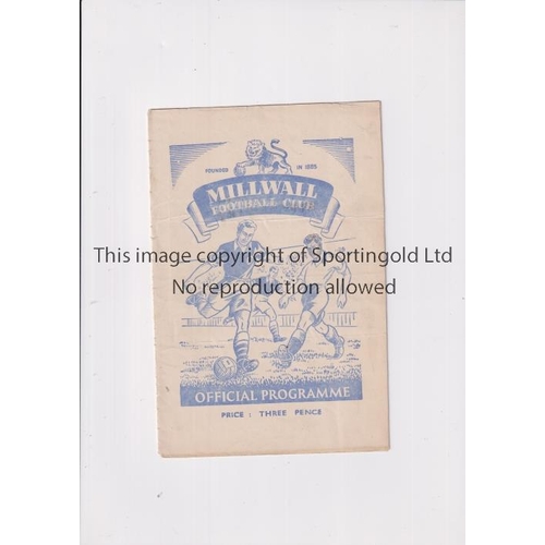 125 - ARSENAL    Programme for the away Friendly v Millwall 5/5/1951, slightly creased.    Generally good