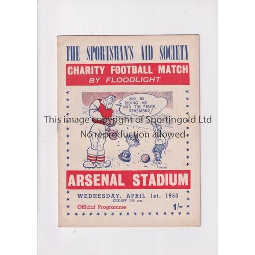 128 - NEUTRAL AT ARSENAL      Programme for the Charity match, Boxers v Jockeys 1/4/1953 at Highbury.    G... 