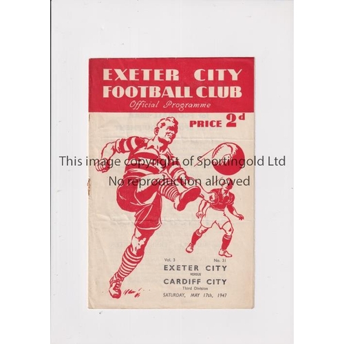 133 - EXETER CITY V CARDIFF CITY 1947     Programme for the League match at Exeter 17/5/1947, slightly cre... 