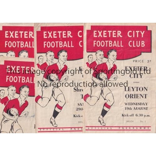 139 - EXETER CITY     Four home programmes in season 1953/4 v Leyton Orient, creased, Shrewsbury, horizont... 